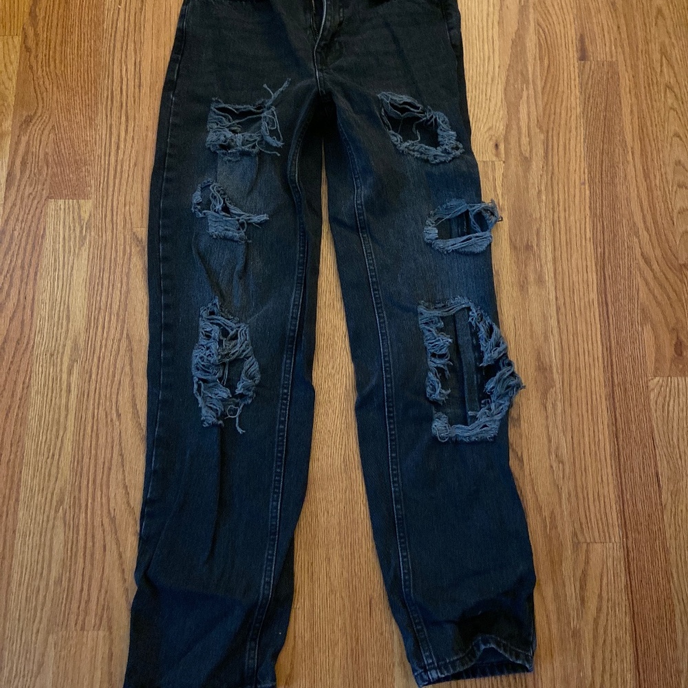 black ripped jeans